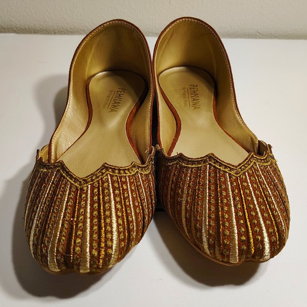 Traditional Indian Woven Flats Ballet Shoes Embroidered Pehnawa - English Shoes